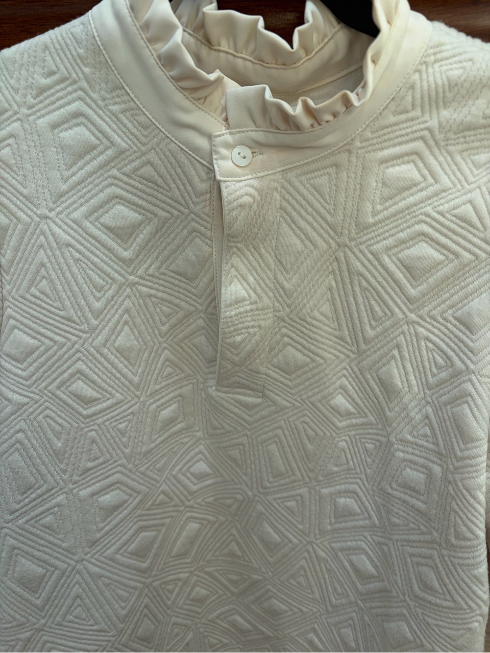 THML Cream Textured Ruffle-Neck Dress - Picture 7 of 9